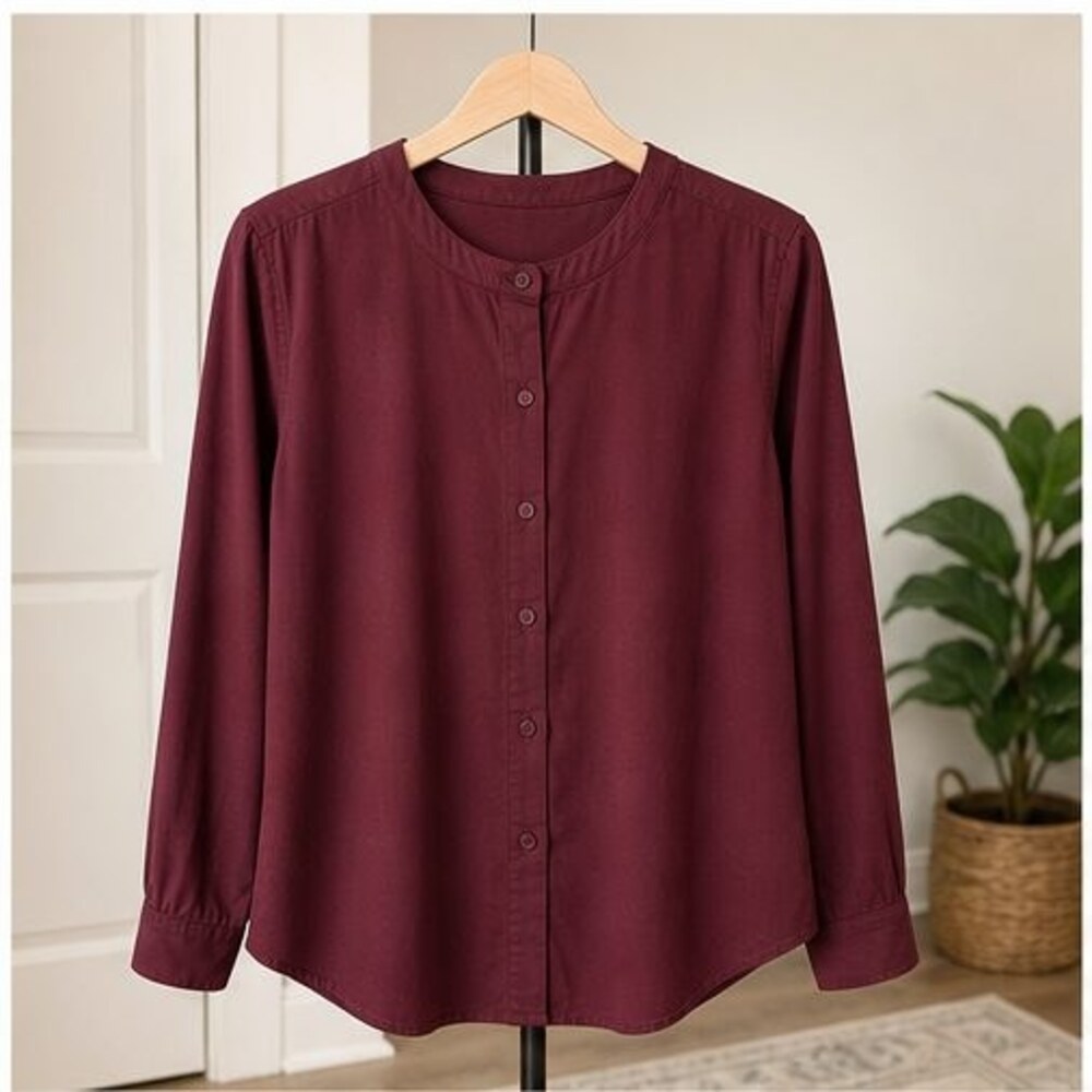 Burgundy Tie Neck Blouse